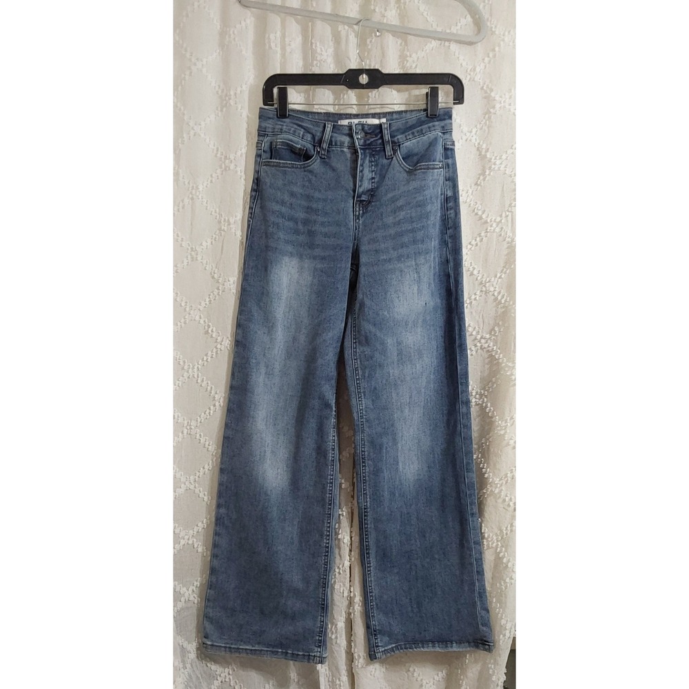 Bleu Womens High Waisted Wide Leg Jeans Medium Wash Size 26 Denim Pants